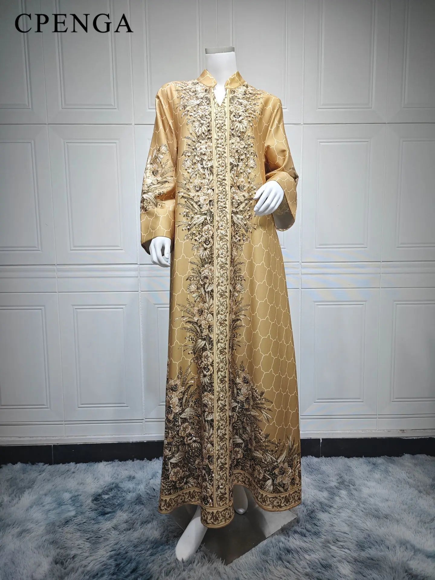 Luxury Dubai Bedazzled Abaya Kaftan Dress for Women