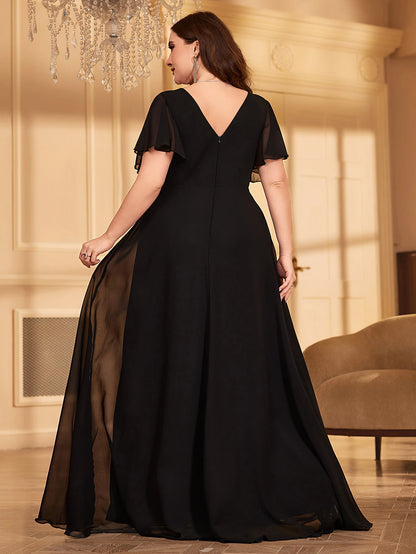 UNITHORSE Plus Size Sequin Chiffon Party Dress