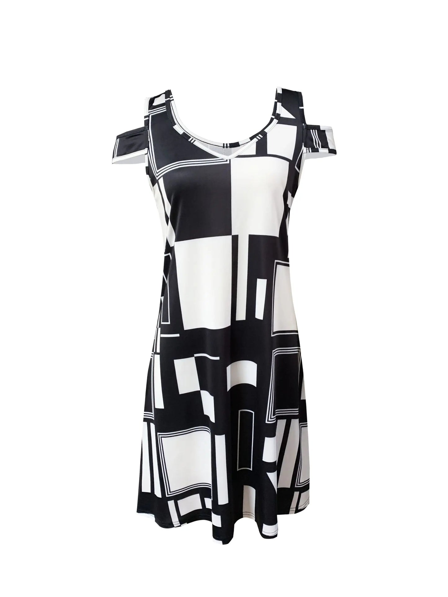 Women’s Off-Shoulder Geometric Summer Mini Dress