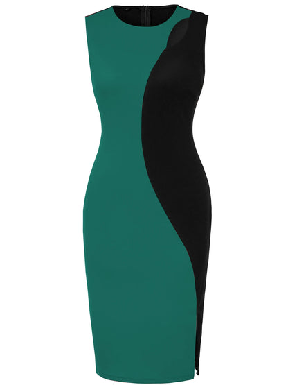Women’s Sleeveless Patchwork Bodycon Sheath Dress