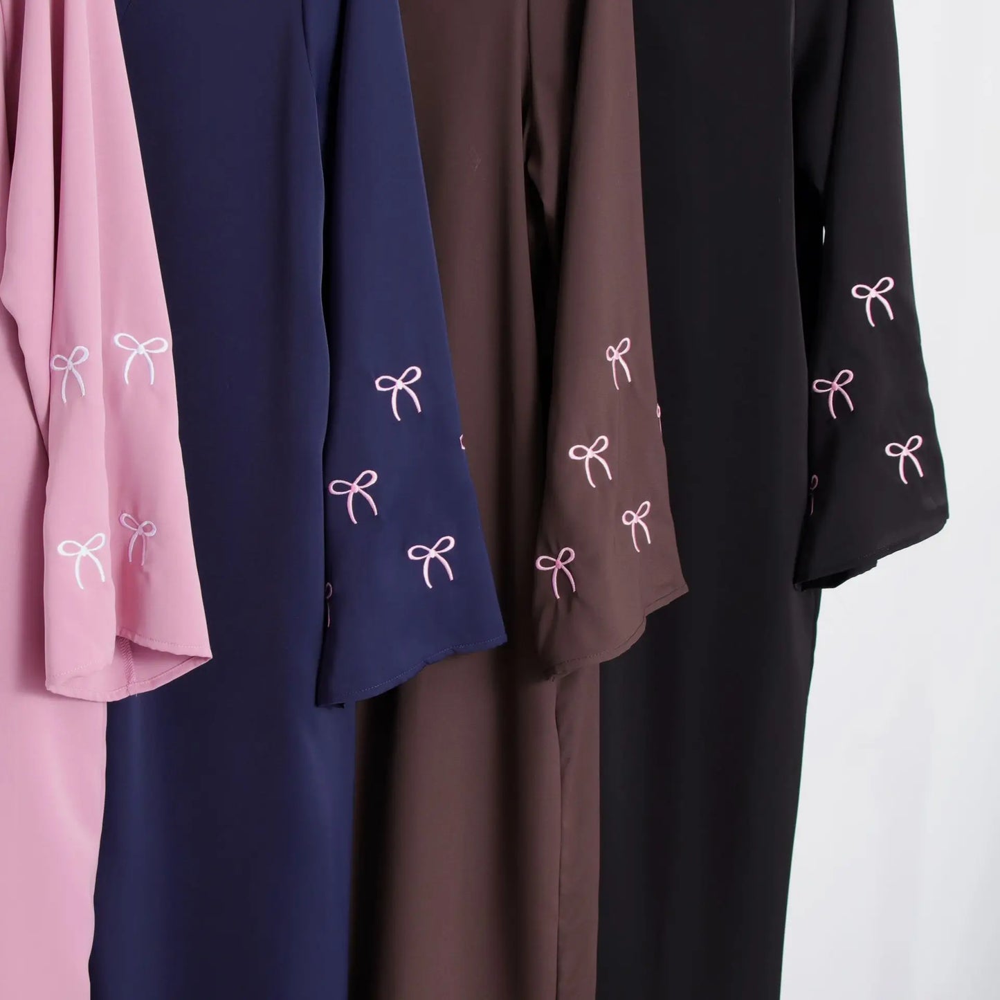 Eid Bow Embroidery Abaya & Hijab 2-Piece Set for Women
