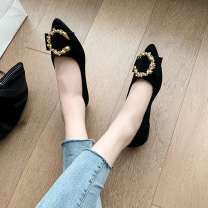 Women's Pointed Toe Metal Accent Casual Flats