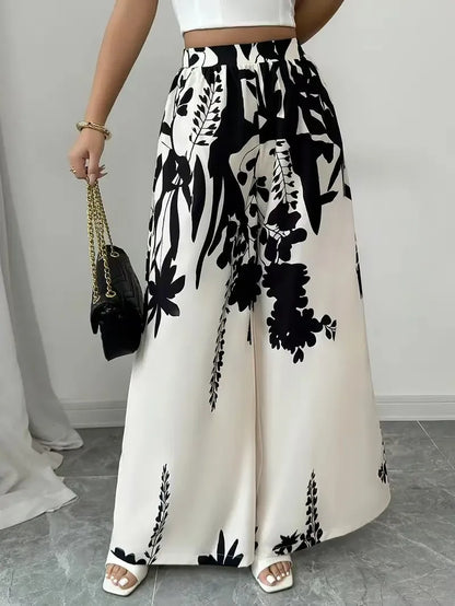 Women’s Tropical Print Wide Leg Pants