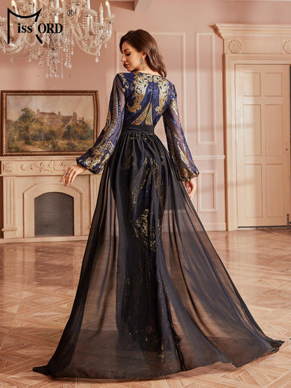 Missord Sequin Lantern Sleeve Mermaid Evening Gown