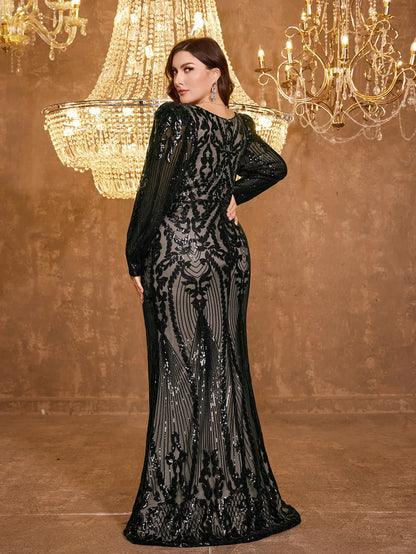 UNITHORSE Plus Size Sequin Mermaid Evening Gown