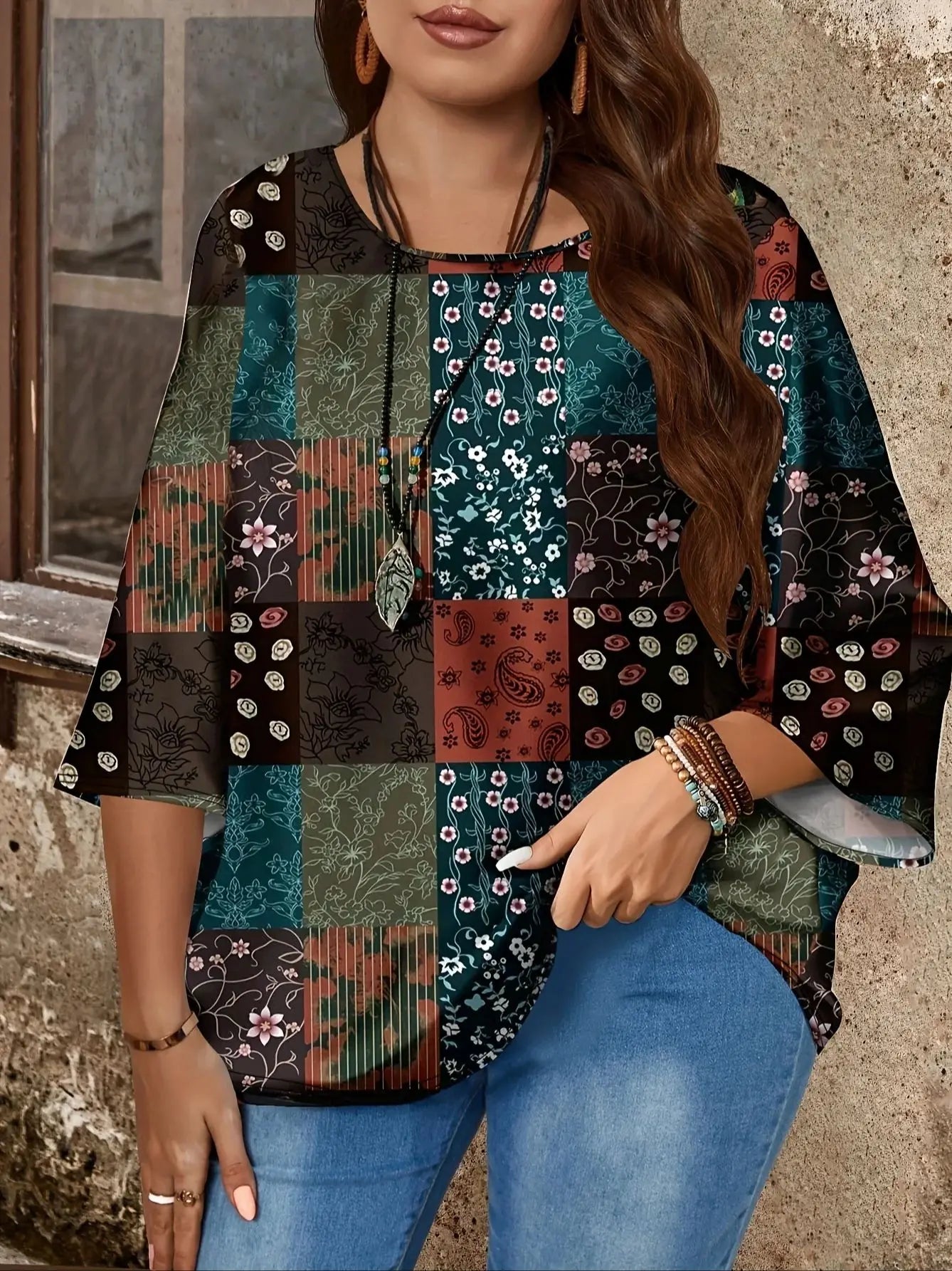 Women’s Retro Print Loose Shirt Dress