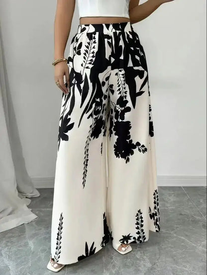 Women’s Tropical Print Wide Leg Pants