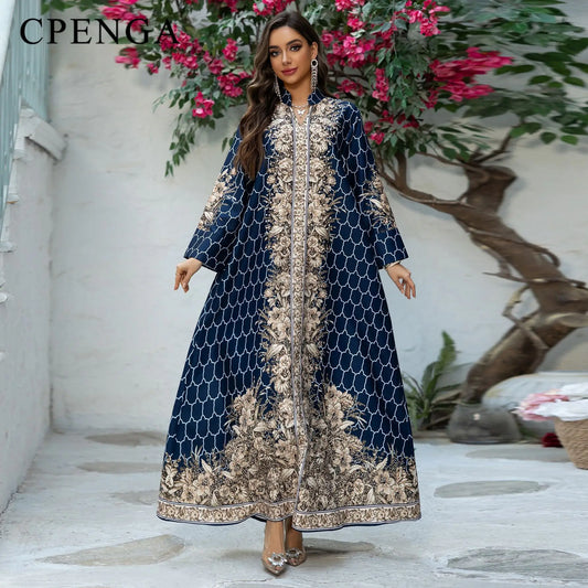 Luxury Dubai Bedazzled Abaya Kaftan Dress for Women