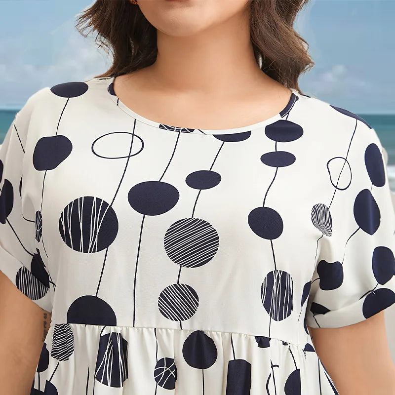 Plus Size Polka Dot Slim Fit Casual Top