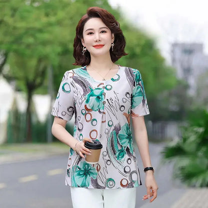 Women’s Printed O-Neck Casual Blouse