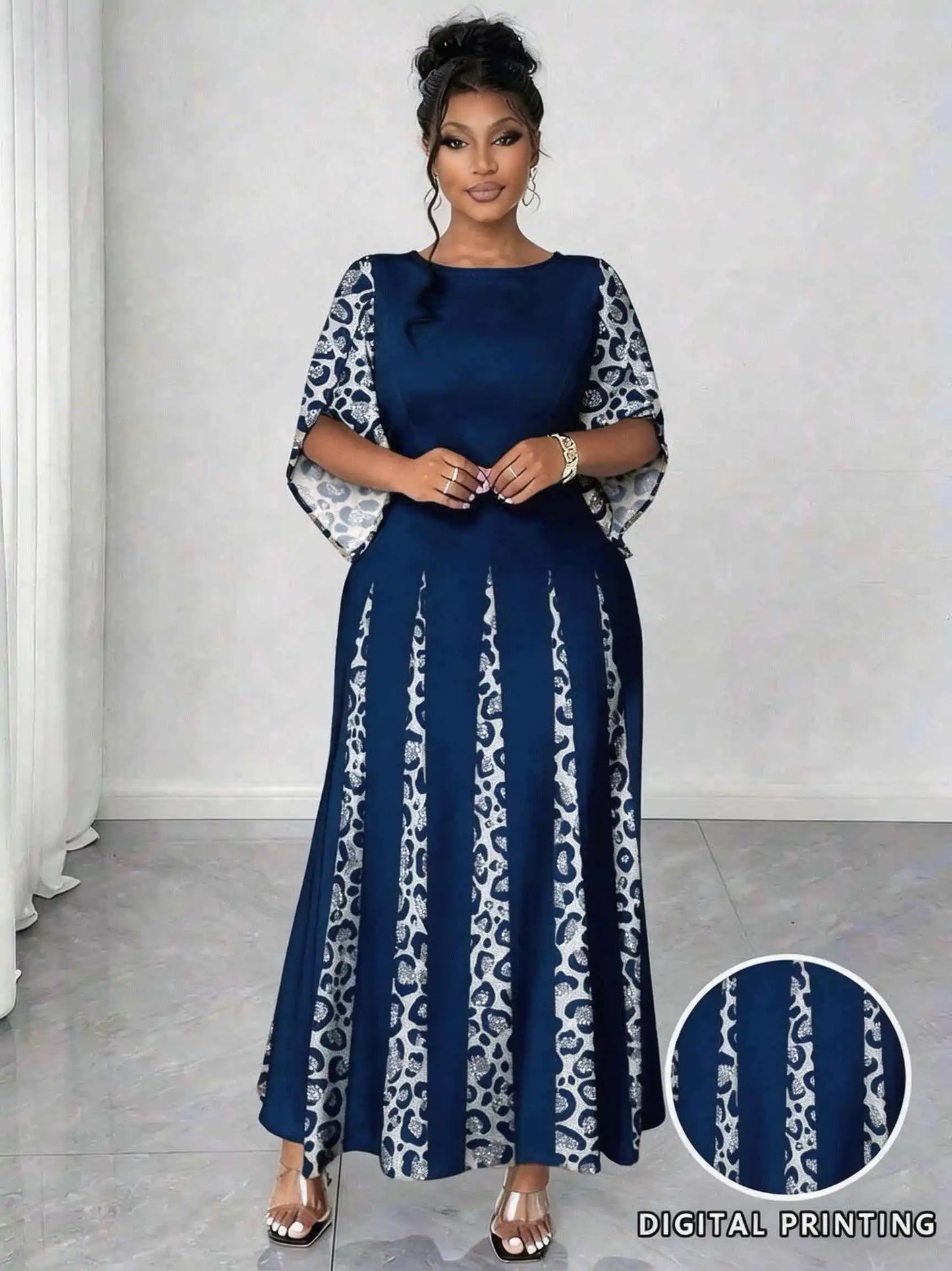 Plus Size Elegant Leopard Print Maxi Dress