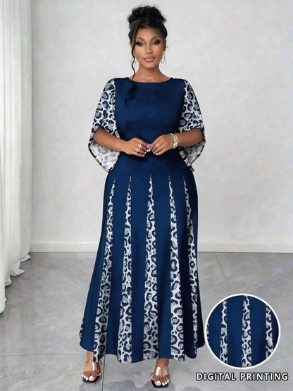 Plus Size Elegant Leopard Print Maxi Dress