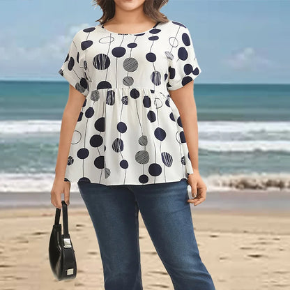 Plus Size Polka Dot Slim Fit Casual Top