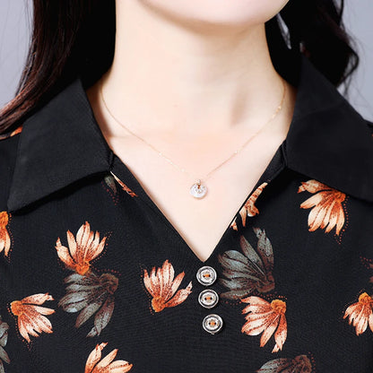 Plus Size Geometric Texture Casual Blouse