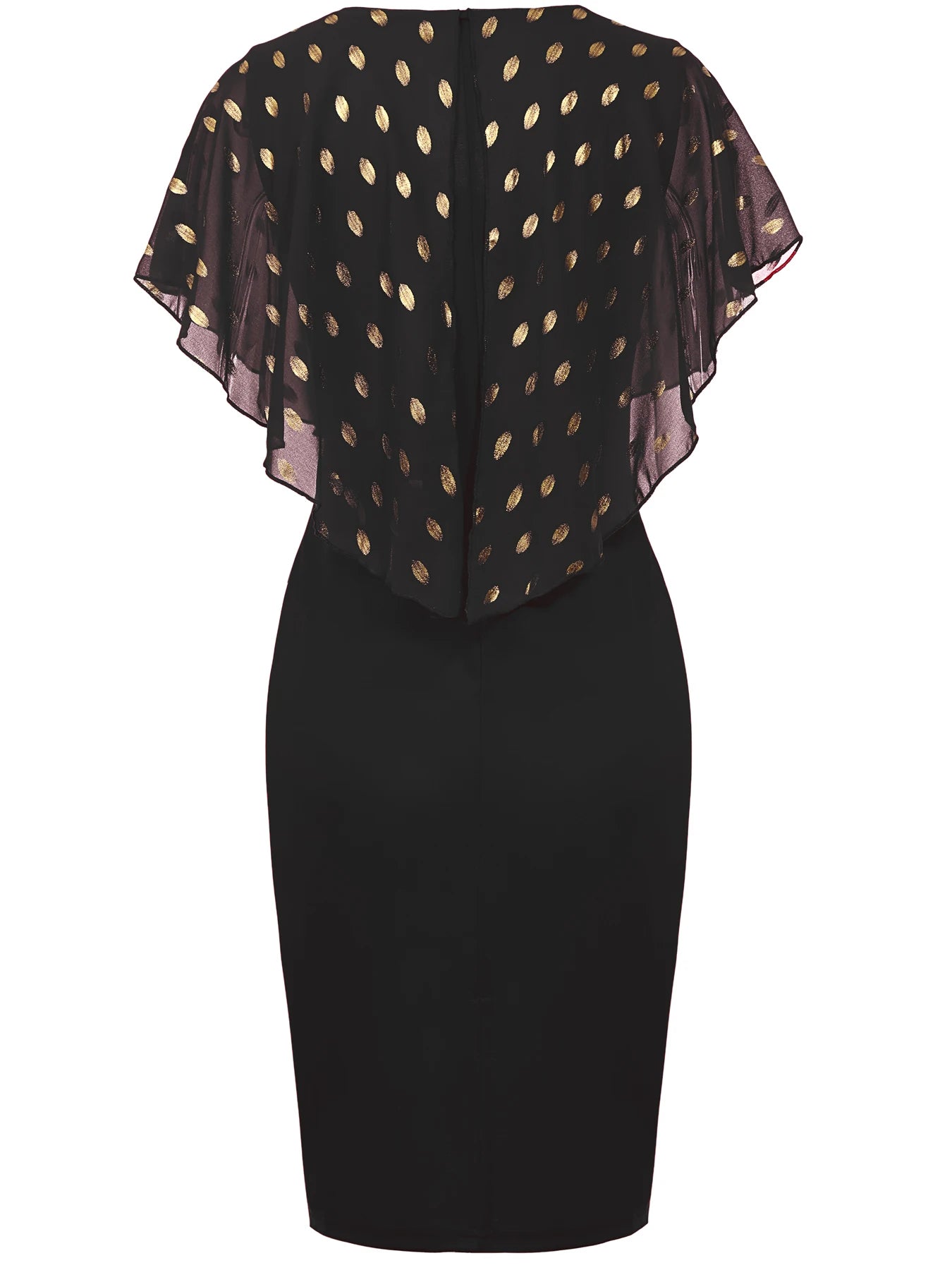 Women’s Polka Dot Cape Ruffle Bodycon Dress
