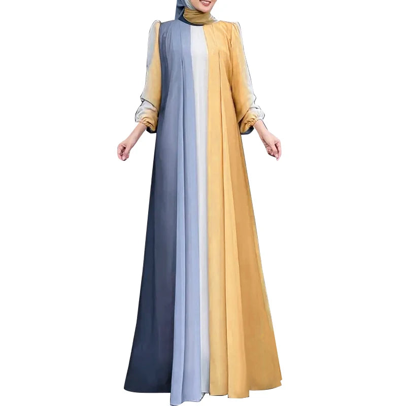 ZANZEA Modest Hijabs Women Long Dresses Muslim Fashion O-Neck Long Sleeve Ombre Dress Abaya Robes Woman Loose Maxi Dress 3XL