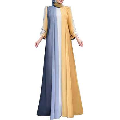 ZANZEA Modest Hijabs Women Long Dresses Muslim Fashion O-Neck Long Sleeve Ombre Dress Abaya Robes Woman Loose Maxi Dress 3XL