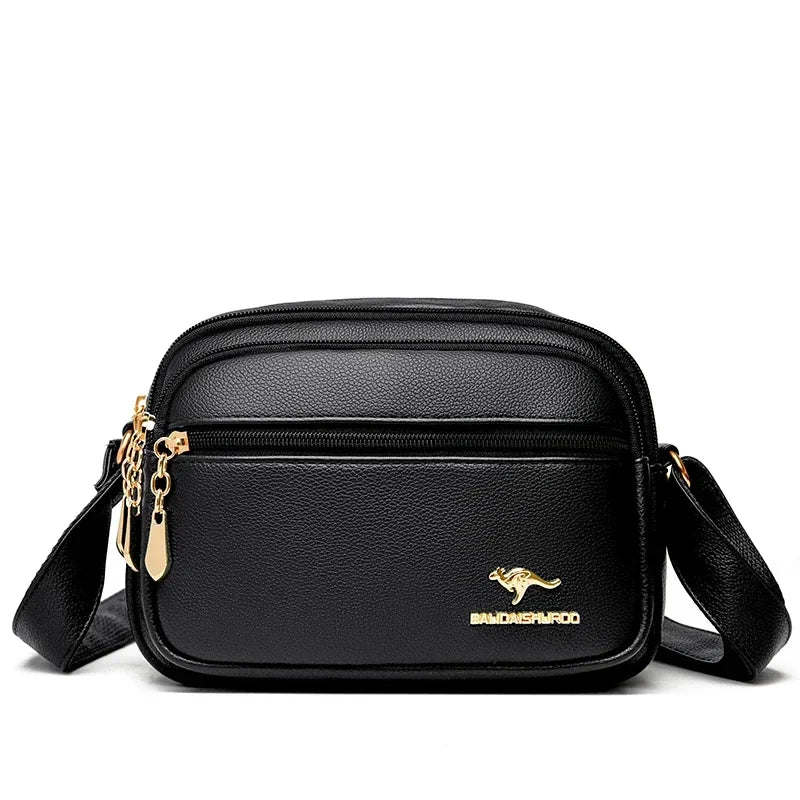 High Quality Soft Leather Multi-Pocket Shoulder Bag