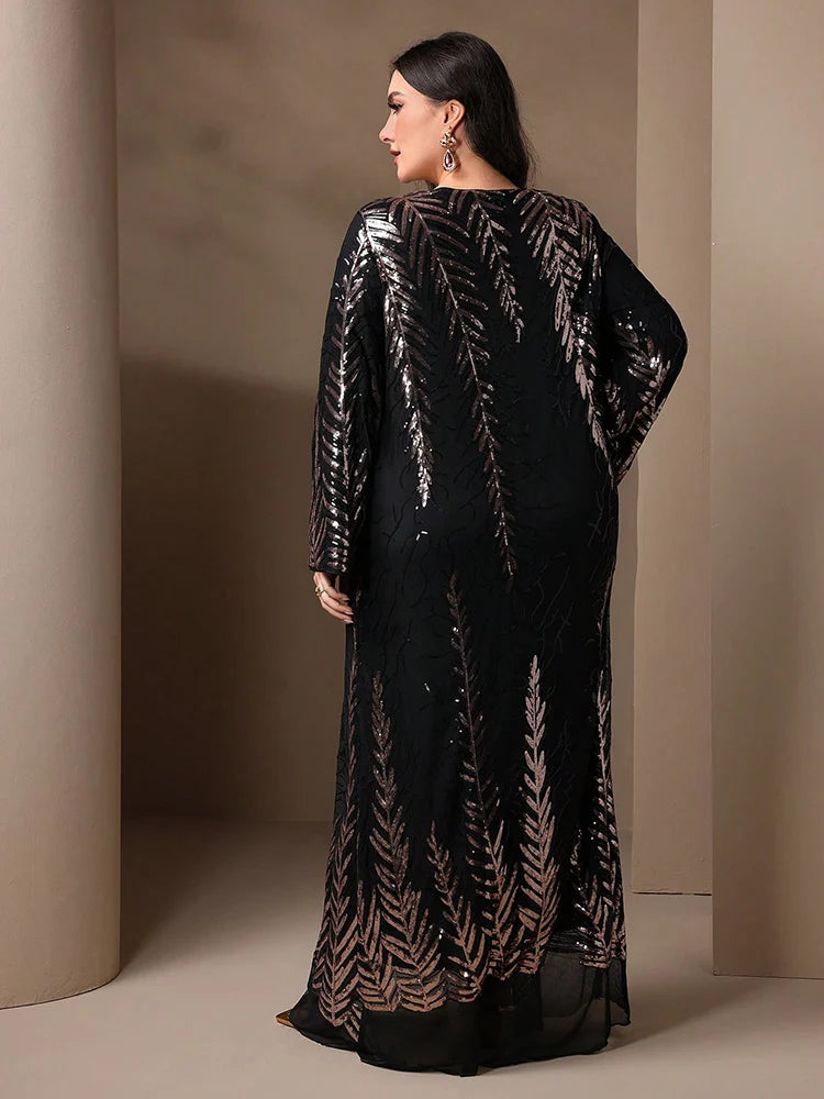GIGI MABEL Plus Size Sparkly Sequin Abaya Dress