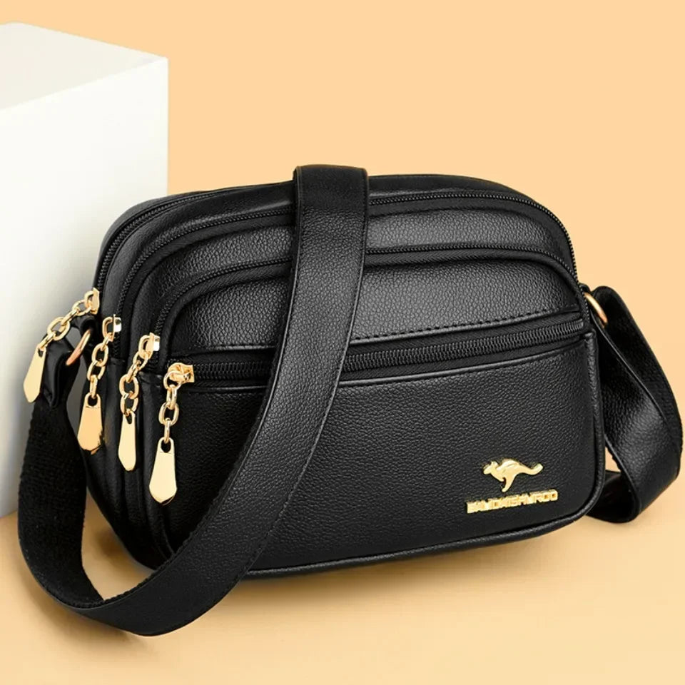 High Quality Soft Leather Multi-Pocket Shoulder Bag