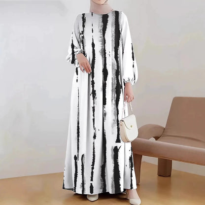 Muslim Cotton Batwing Sleeve Loose Abaya Dress for Women