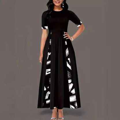 Women’s Contrast Color Irregular Long Dress