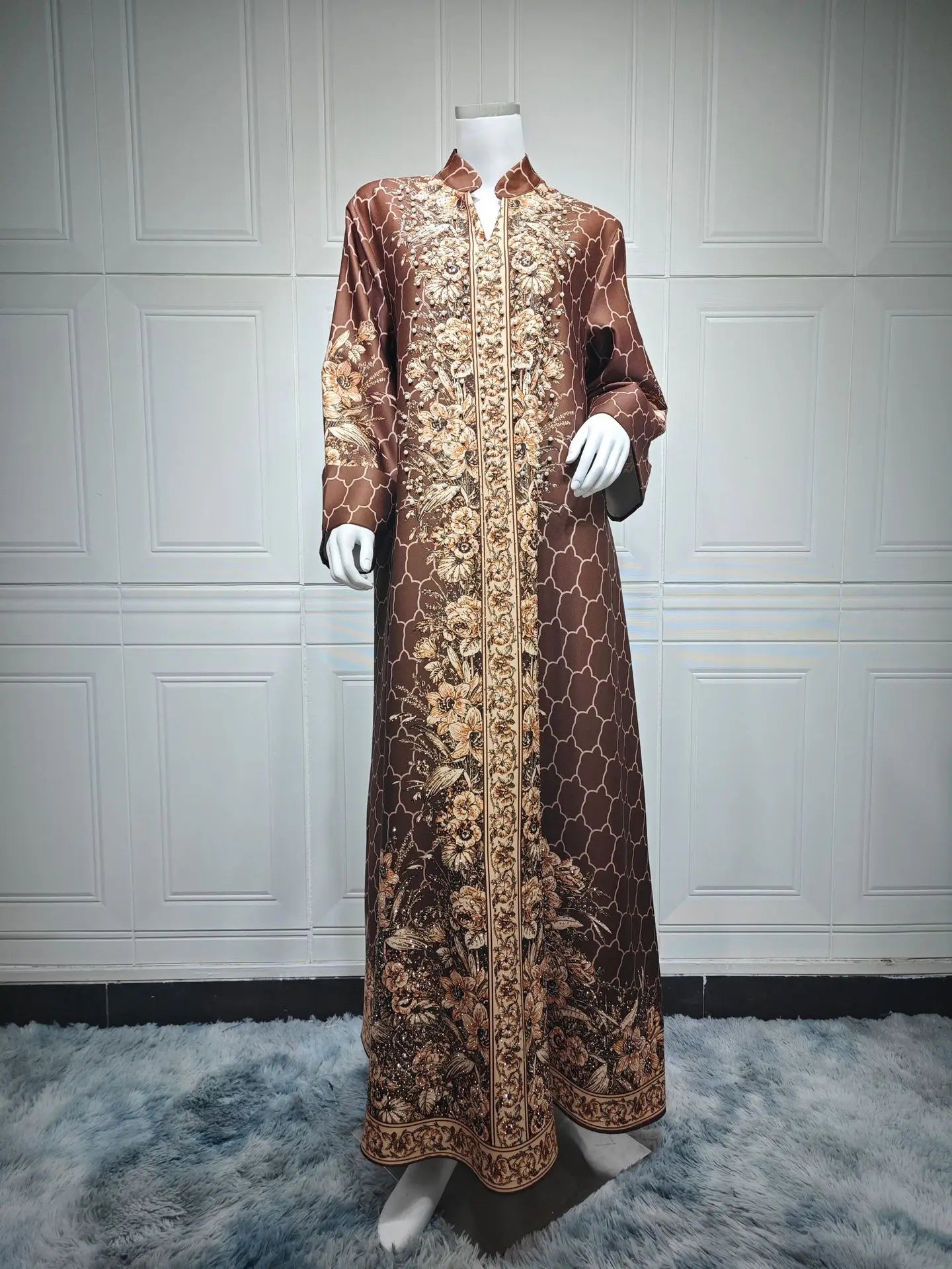 Luxury Dubai Bedazzled Abaya Kaftan Dress for Women