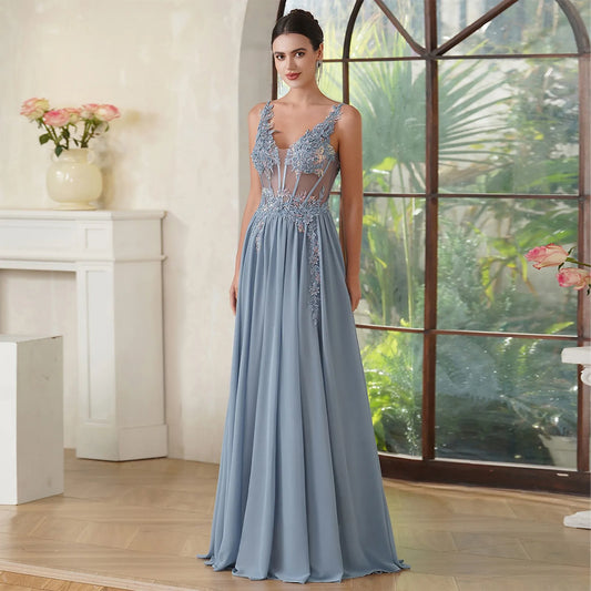 2025 All Styles Evening Dress Elegant Prom Dress A-Line Appliques Mermaid Dress V-Neck Celebrity Dress Side Slit Wedding Party