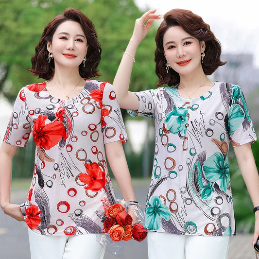 Women’s Printed O-Neck Casual Blouse