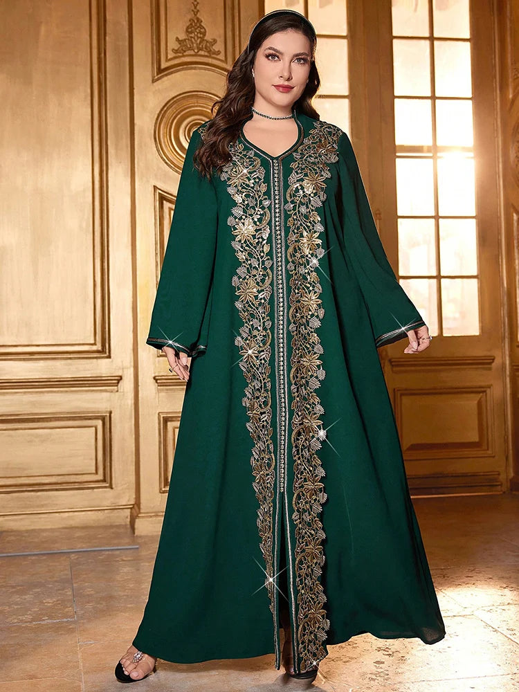 TOLEEN Plus Size Sequin Embroidered Evening Dress