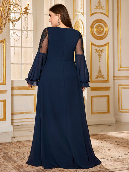 UNITHORSE Plus Size Beaded Sequin Evening Dress