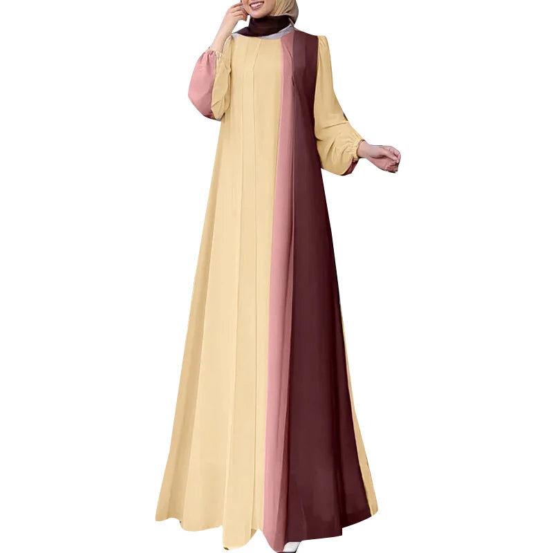 ZANZEA Modest Hijabs Women Long Dresses Muslim Fashion O-Neck Long Sleeve Ombre Dress Abaya Robes Woman Loose Maxi Dress 3XL