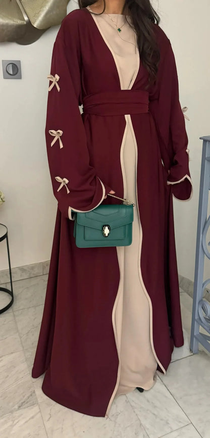 Eid Bow Sleeve Kimono Abaya Dress for Women