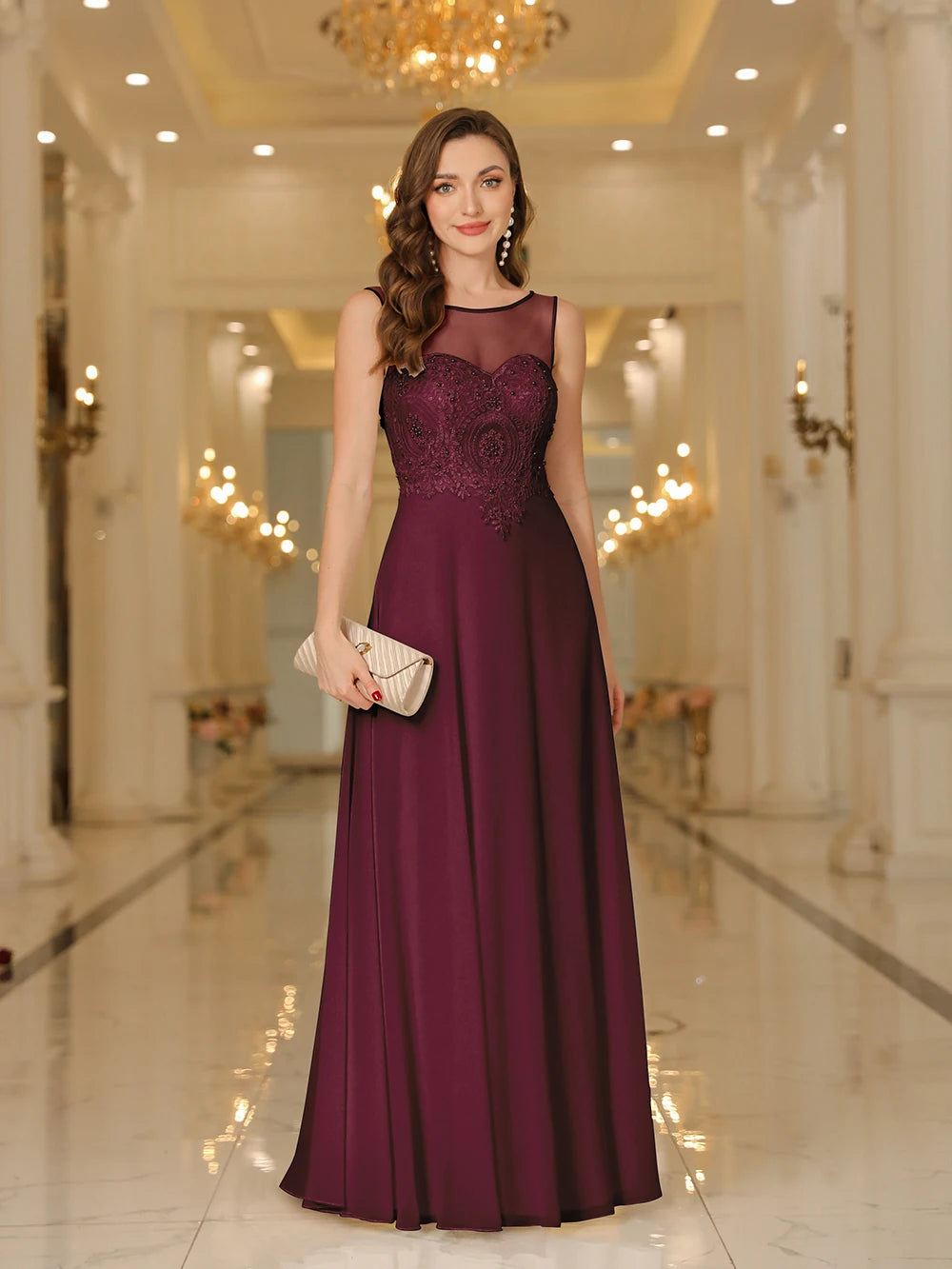 Elegant V-Neck Appliqué Mermaid Evening Gown for Women