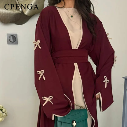 Eid Bow Sleeve Kimono Abaya Dress for Women