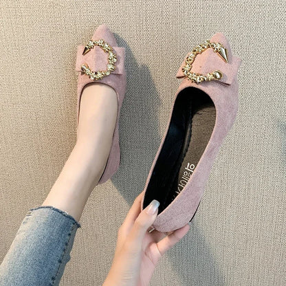 Women's Pointed Toe Metal Accent Casual Flats