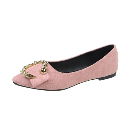 Women's Pointed Toe Metal Accent Casual Flats