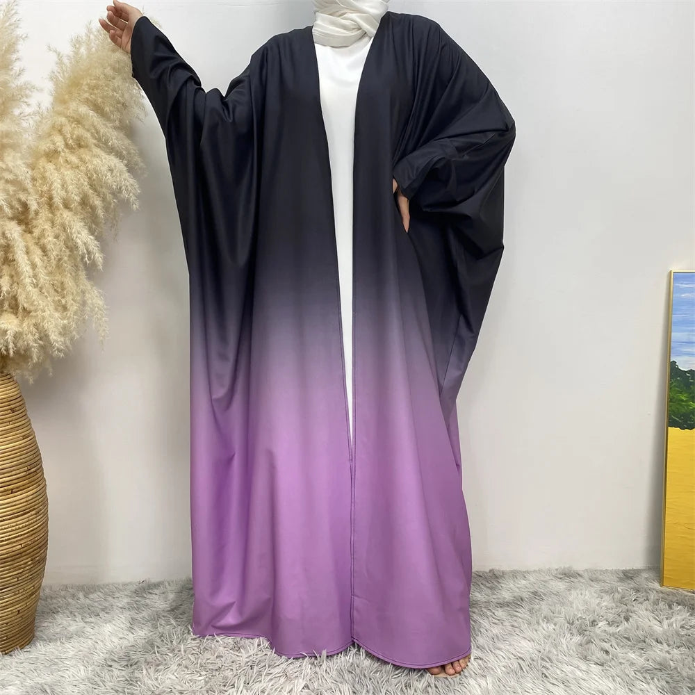 Middle Eastern Gradient Cardigan Abaya Dress for Women