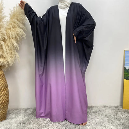 Middle Eastern Gradient Cardigan Abaya Dress for Women