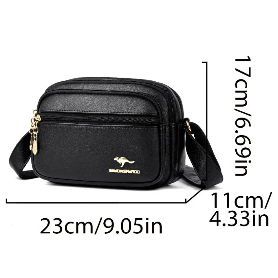 High Quality Soft Leather Multi-Pocket Shoulder Bag
