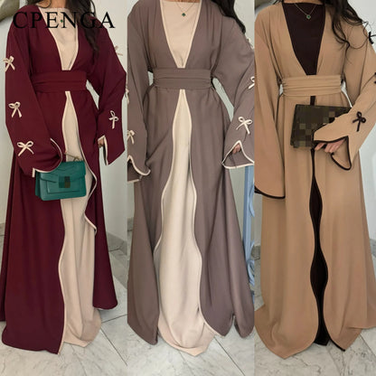 Eid Bow Sleeve Kimono Abaya Dress for Women