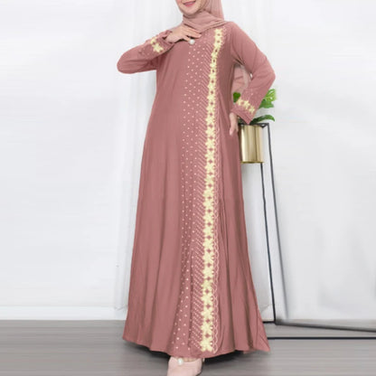 ZANZEA Floral Print Long Sleeve Abaya Maxi Dress for Women