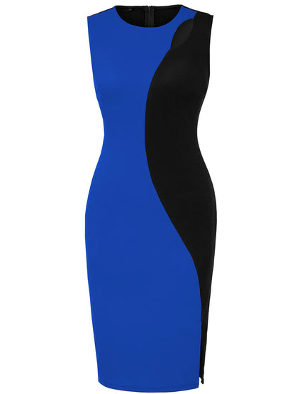 Women’s Sleeveless Patchwork Bodycon Sheath Dress