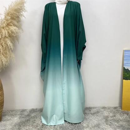Middle Eastern Gradient Cardigan Abaya Dress for Women