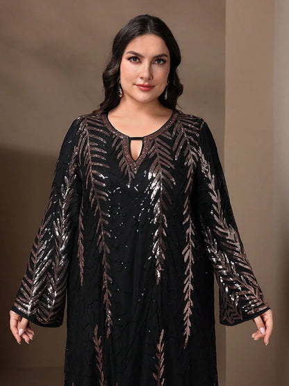 GIGI MABEL Plus Size Sparkly Sequin Abaya Dress