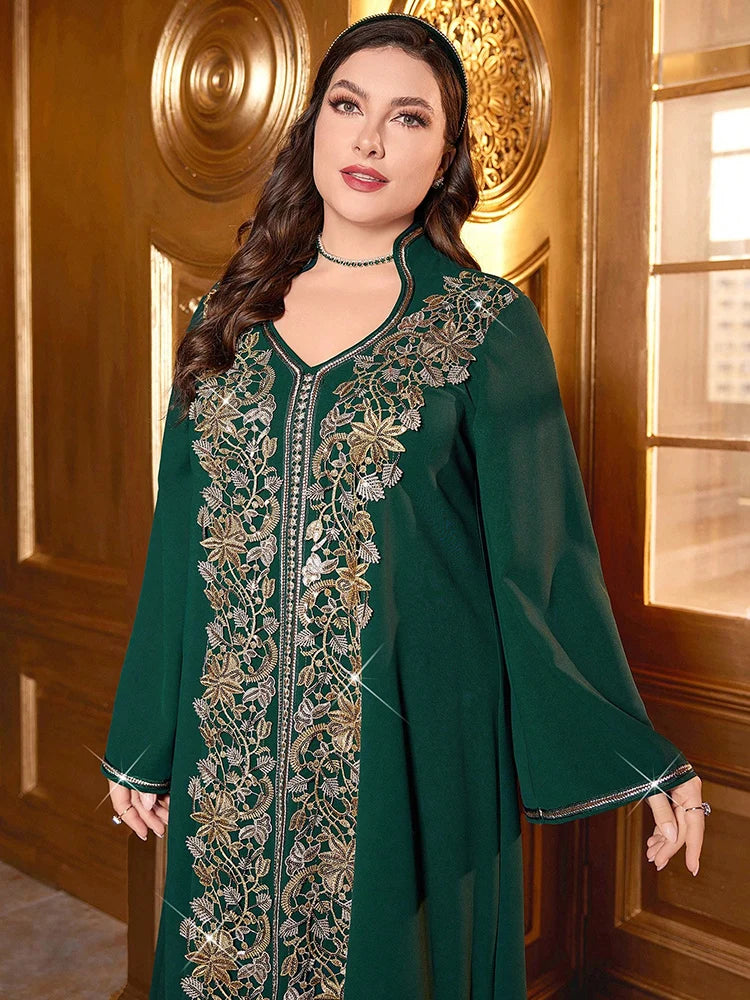 TOLEEN Plus Size Sequin Embroidered Evening Dress