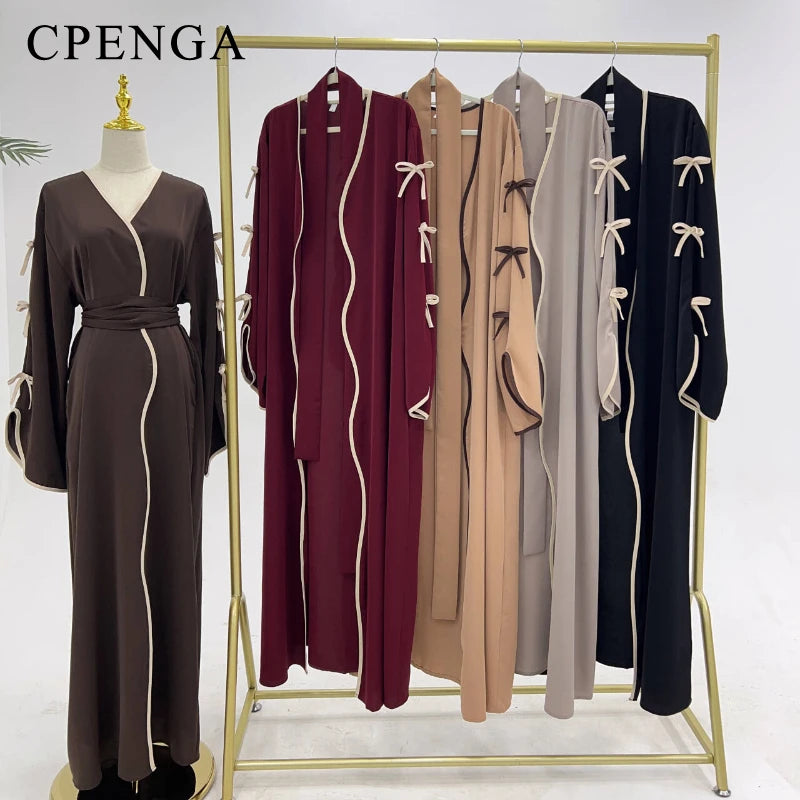 Eid Bow Sleeve Kimono Abaya Dress for Women