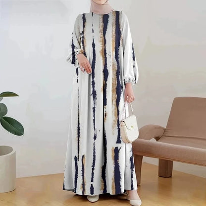 Muslim Cotton Batwing Sleeve Loose Abaya Dress for Women