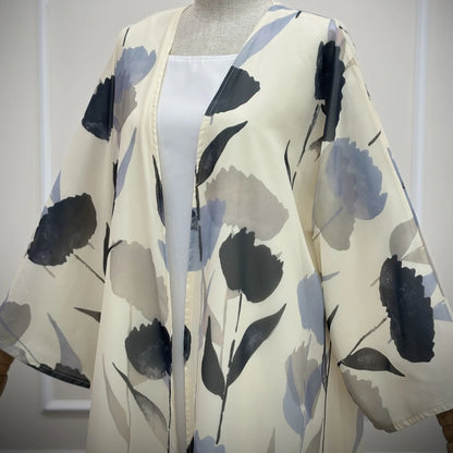 Watercolor Floral Print Abaya & Hijab 2-Piece Set for Women