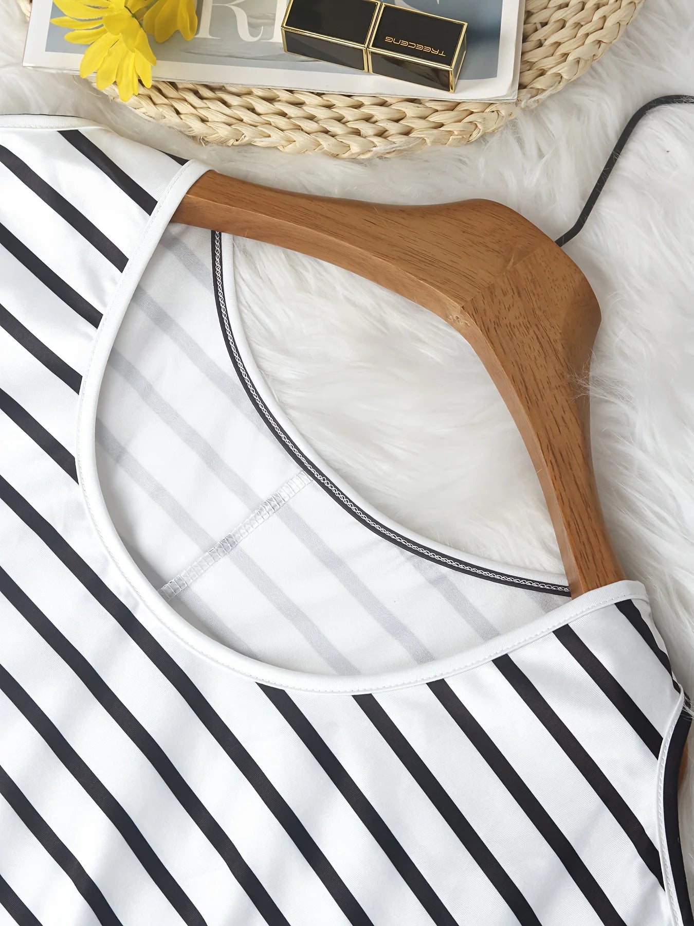 Plus Size Cold Shoulder Striped Blouse